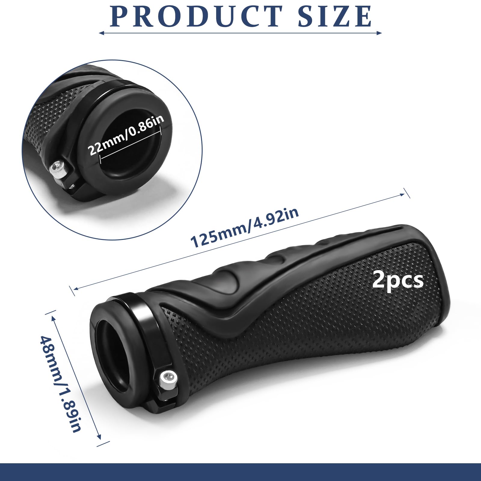 Manopole Bici Ergonomiche 22mm | Per MTB E City Bike | Con Cacciavite Esagonale | Antiscivolo