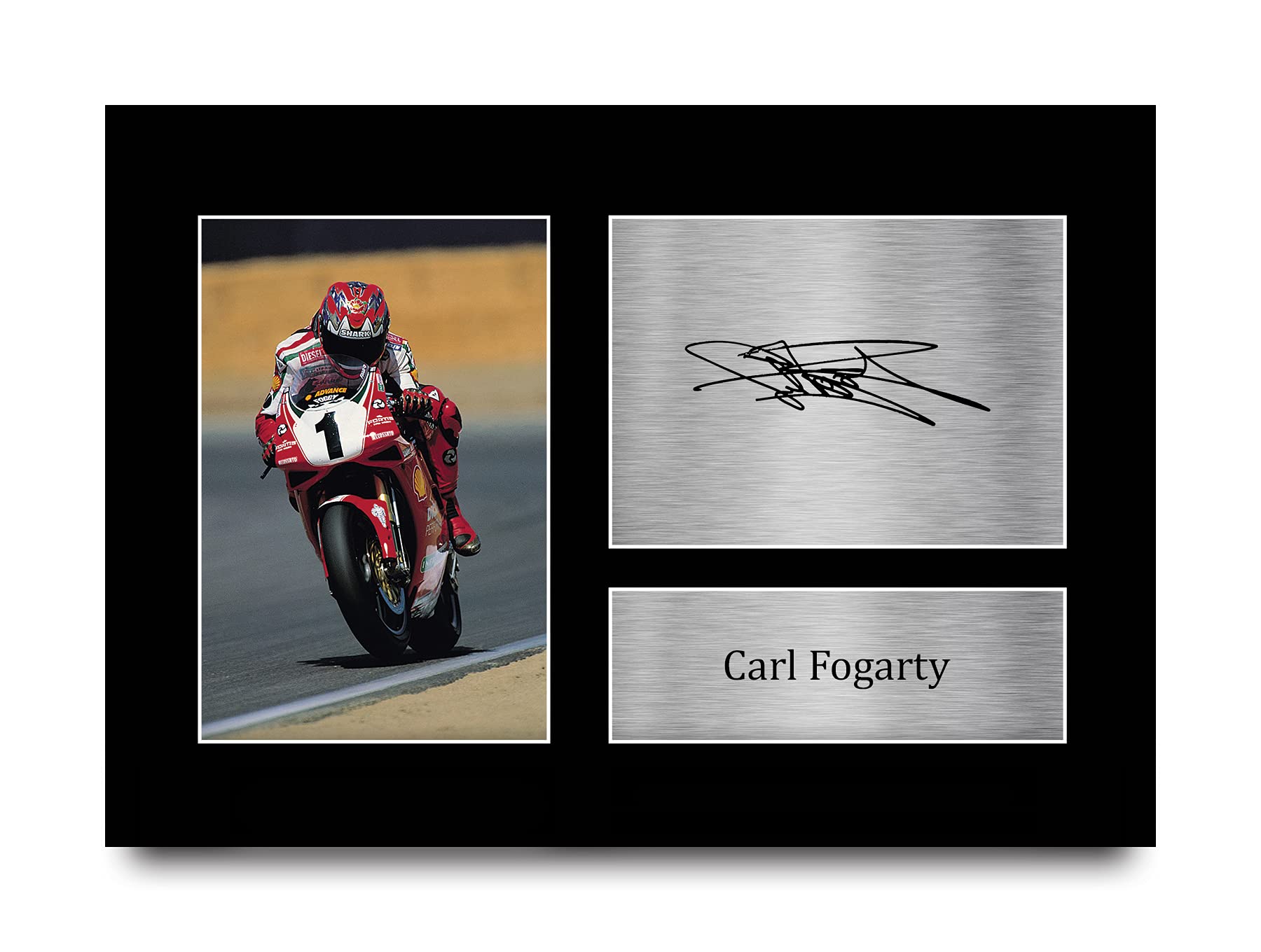 HWC Trading A4 Carl Fogarty World Champion Gifts Printed Signed Autograph Picture for Superbike Racing Fans