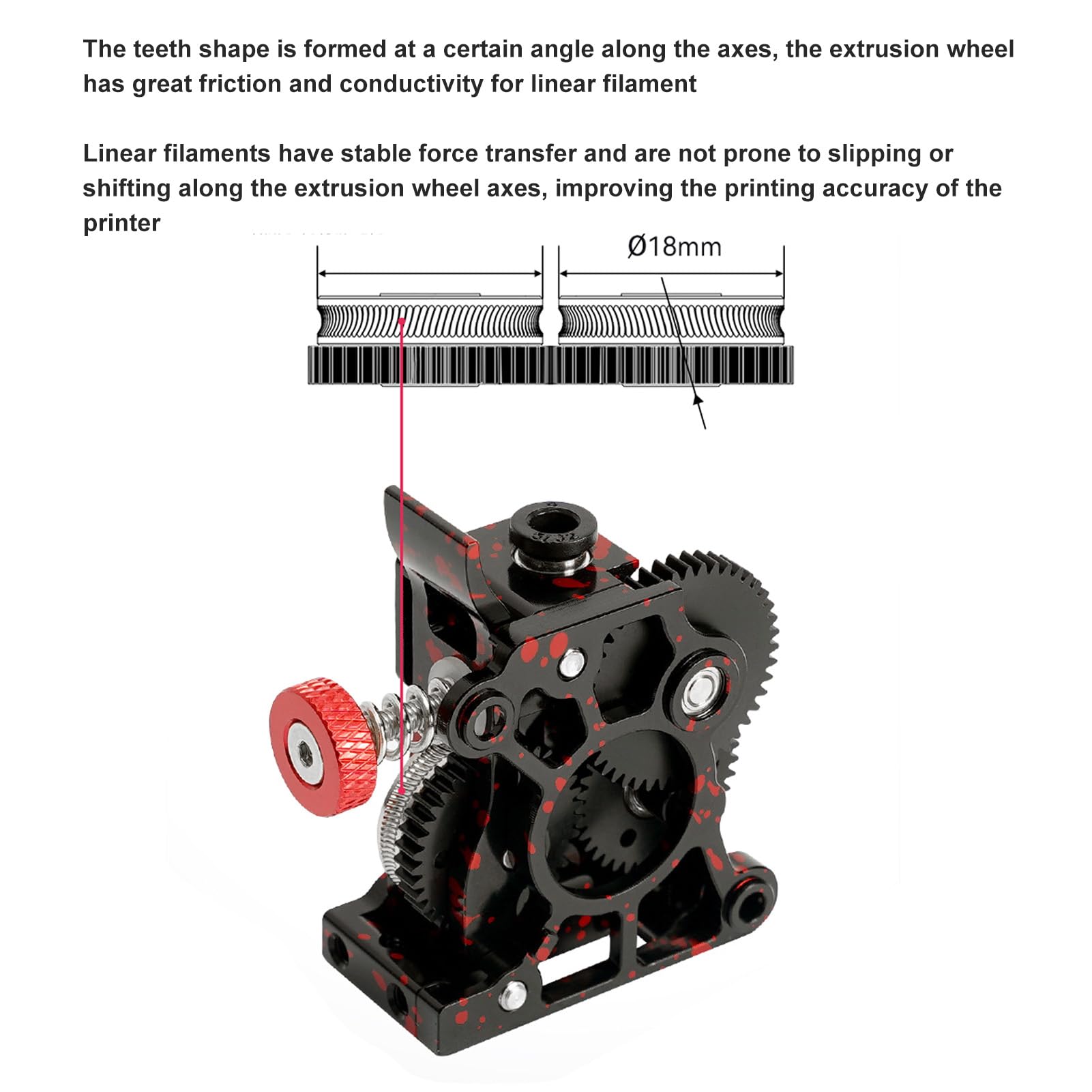Extrusor de doble engranaje, engranaje reductor de acero endurecido totalmente metálico, extrusor para impresoras 3D para filamentos de PLA, ABS, PETG, TPU, PP, PC, nailon, PEEK, P