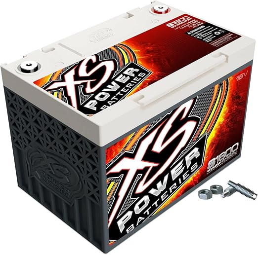 XS Power S1600 2000 Amp AGM Racing Battery with 587 Stud Adapter Hardware - 16 Volt 32.9Ah 520CA Deep Cycle AGM Powercell for ECU, Fuel Pump and Gauges - 31.49 lbs, Maintenance Free, Sealed Design