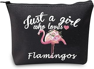 CMNIM Flamingo Gifts for Her Flamingo Cosmetic Bag Just a Girl Who Loves Flamingos Makeup Bag Flamingo Lover Gifts, Flamingo Cosmetic Bag