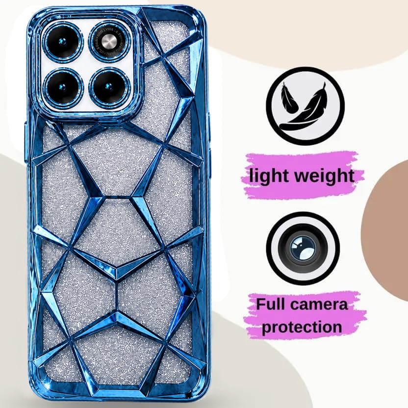 Image of VONZEE Gradient Glitter Case for Moto Edge 70 Fusion, Luxury Electroplated 3D Cube, Diamond Bling Shiny Soft TPU Clear Shockproof Women Girls Protective Phone Cover (Sierra)