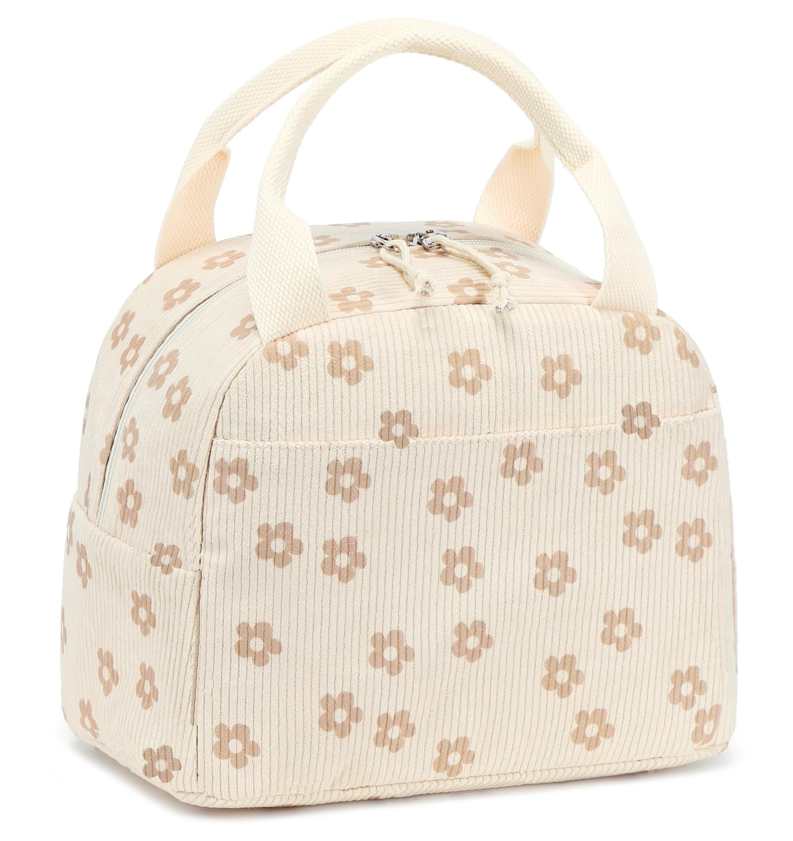 LEDAOULunch Box for Women Insulated Lunch Bag Corduroy Lunch Tote Bags Leakproof Cooler Lunch Case for Travel Work Picnic