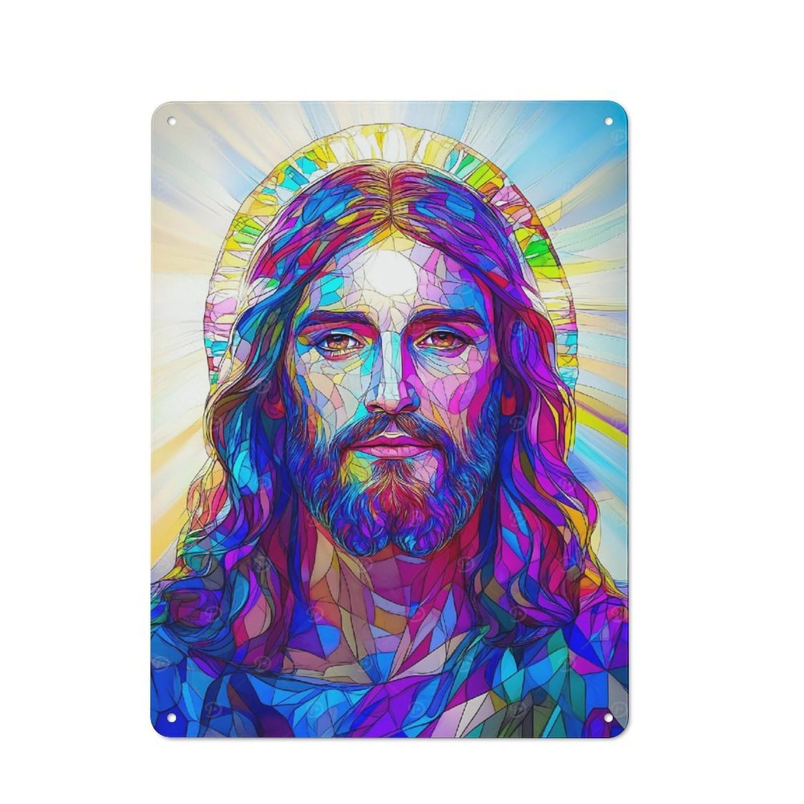 Junmoney Stained Glass Jesus Country Style Metal Wall Decor 40X30cm, Decorative Metal Sign For Kitchen, Cafe, Pantry Or Dining Room