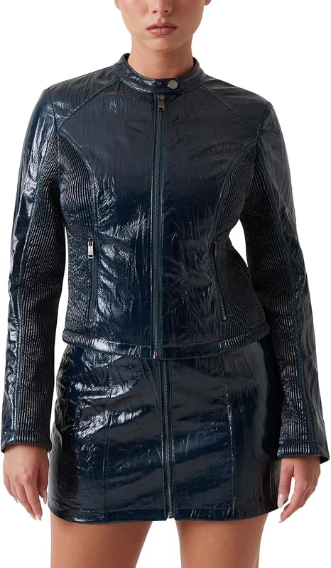 campera de piel sintética Nico Icy de manga larga para mujer