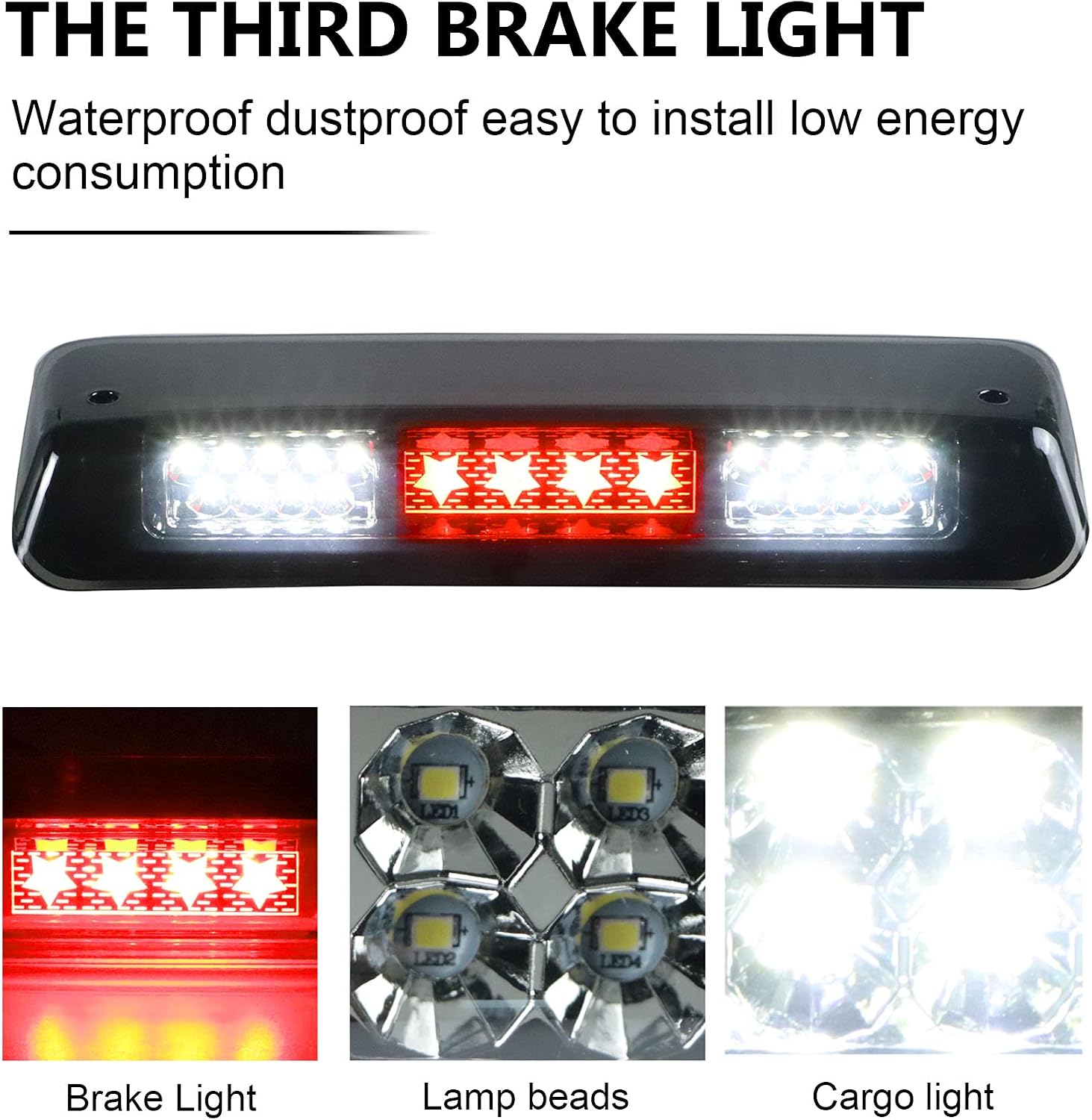 LED Third 3rd Brake Light for 04-08 Ford F150, 07-10 Explorer, 06-08 Lincoln Mark Rear Cargo Lamp High Mount Stop light
