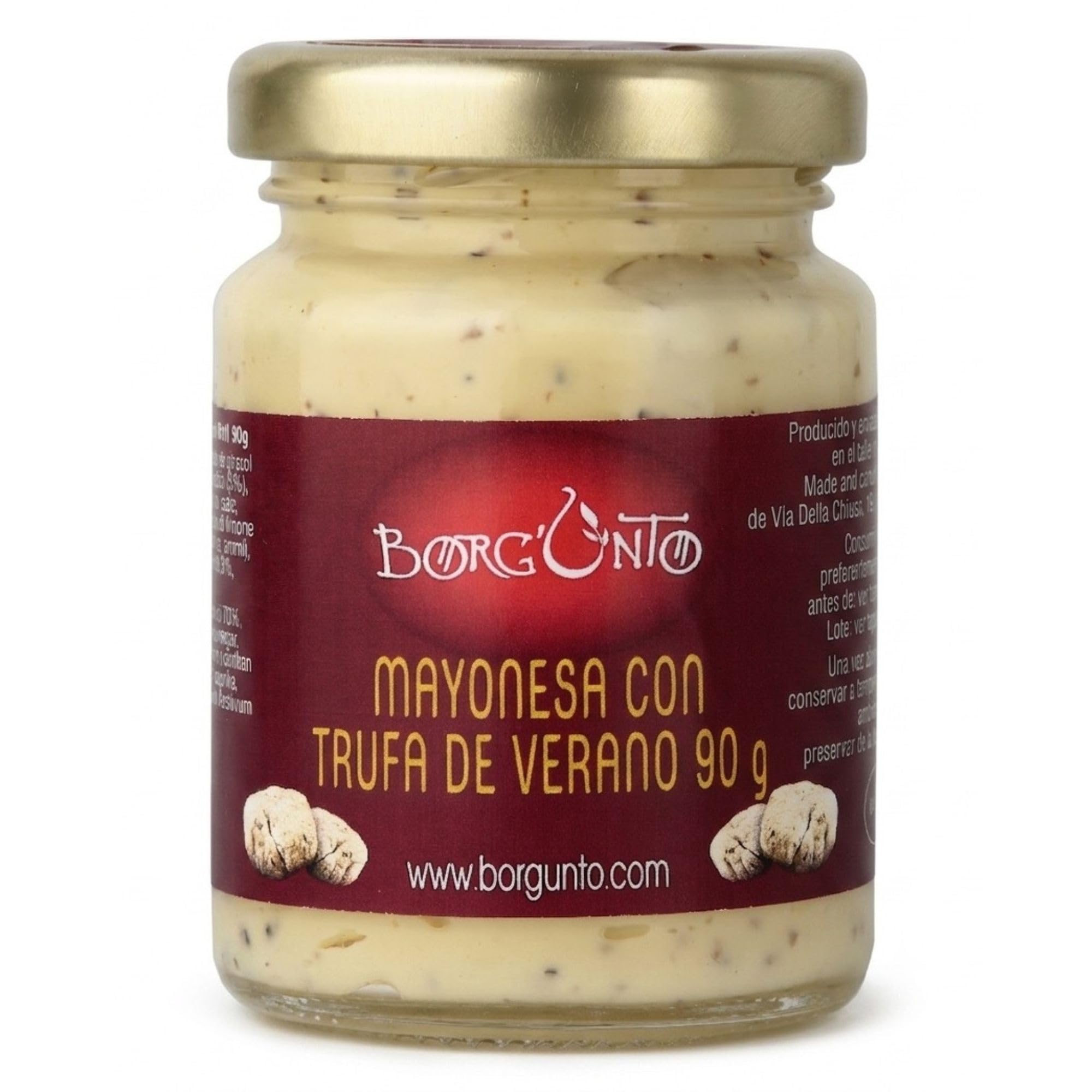 BORGUNTO | Mayonesa con Trufa 12 x 90g - Producto Gourmet ideal para Pescado, Carne, Hamburguesas y Patatas Fritas | 100% Italiano