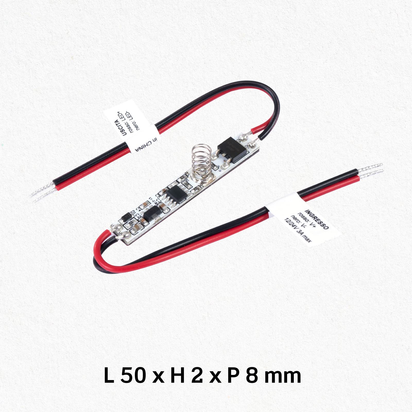 Eurocali Modulo Controller Dimmer Touch per Strisce LED Monocolore da 12V e 24V - Tecnologia Touch Regola intensità luminosa