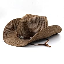 Western Cowboy Hat Men Women Cowboy Hat Western Cowgirl Hat Straw Panama with Band Beach Hat Summer Visor