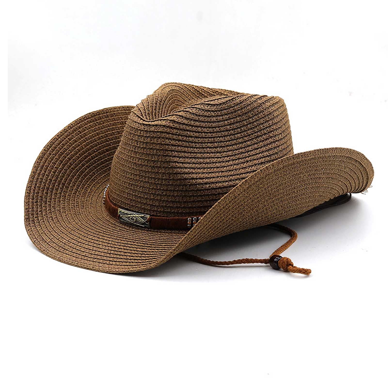 Generic Sombrero Vaquero Occidental Hombre Mujer Sombrero de Cowboy Western Cowgirl Hat Paja Panamá con Banda Sombrero de Playa Sombrero Visera de Verano