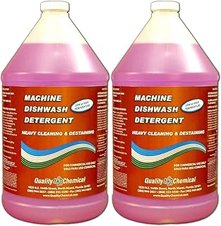 Quality Chemical Heavy Duty Liquid Alkaline Commercial Dishwasher Detergent - Industrial-Grade Formula Dissolves Food Stains, Grease, Grime and Residue - No Pre-Rinse Needed - 128oz (2 Count)