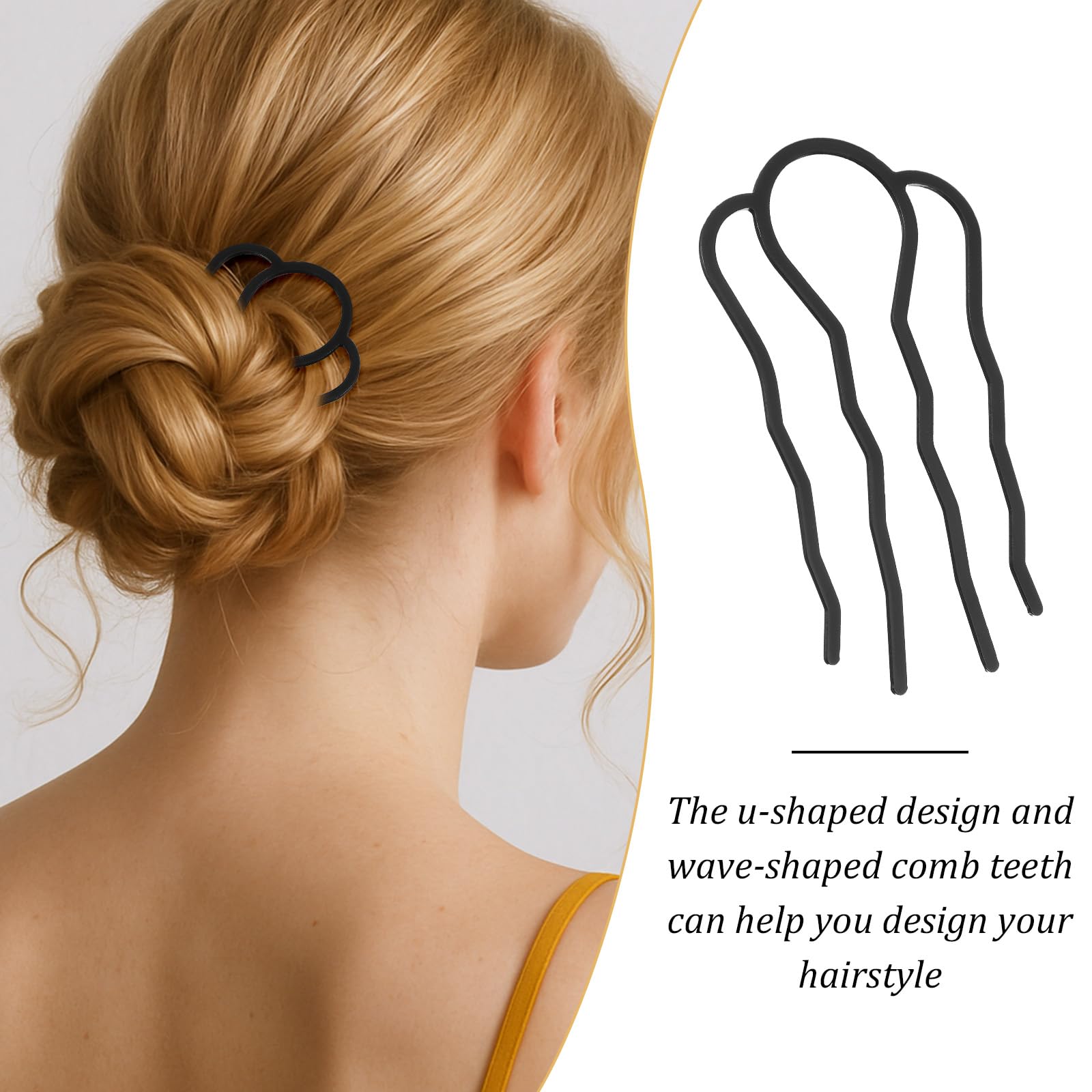 Heclia 8 PCS Metal Hair Side Combs U Shaped Hair Fork Clip French Twist Comb Vintage Messy Updo Bun Hairpin Teeth Pins Stick Meatball Hairs Styling Tool Accessories for Hairstyle Hairs Accessories - Image 2