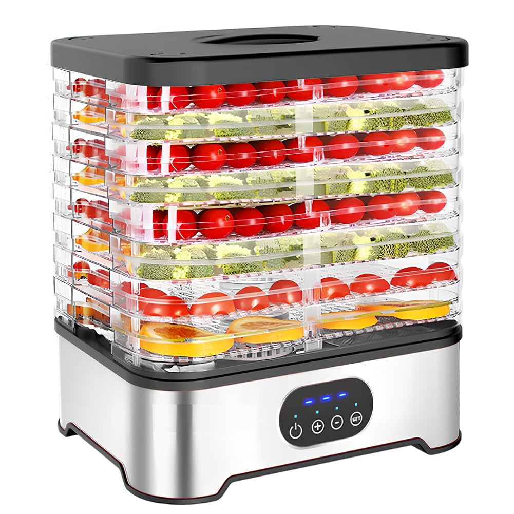 Trockenfrüchte-Maschine mit 8 Ebenen, Temperaturkontrolle, intelligenter Lebensmitteltrockner für Zuhause, Küche