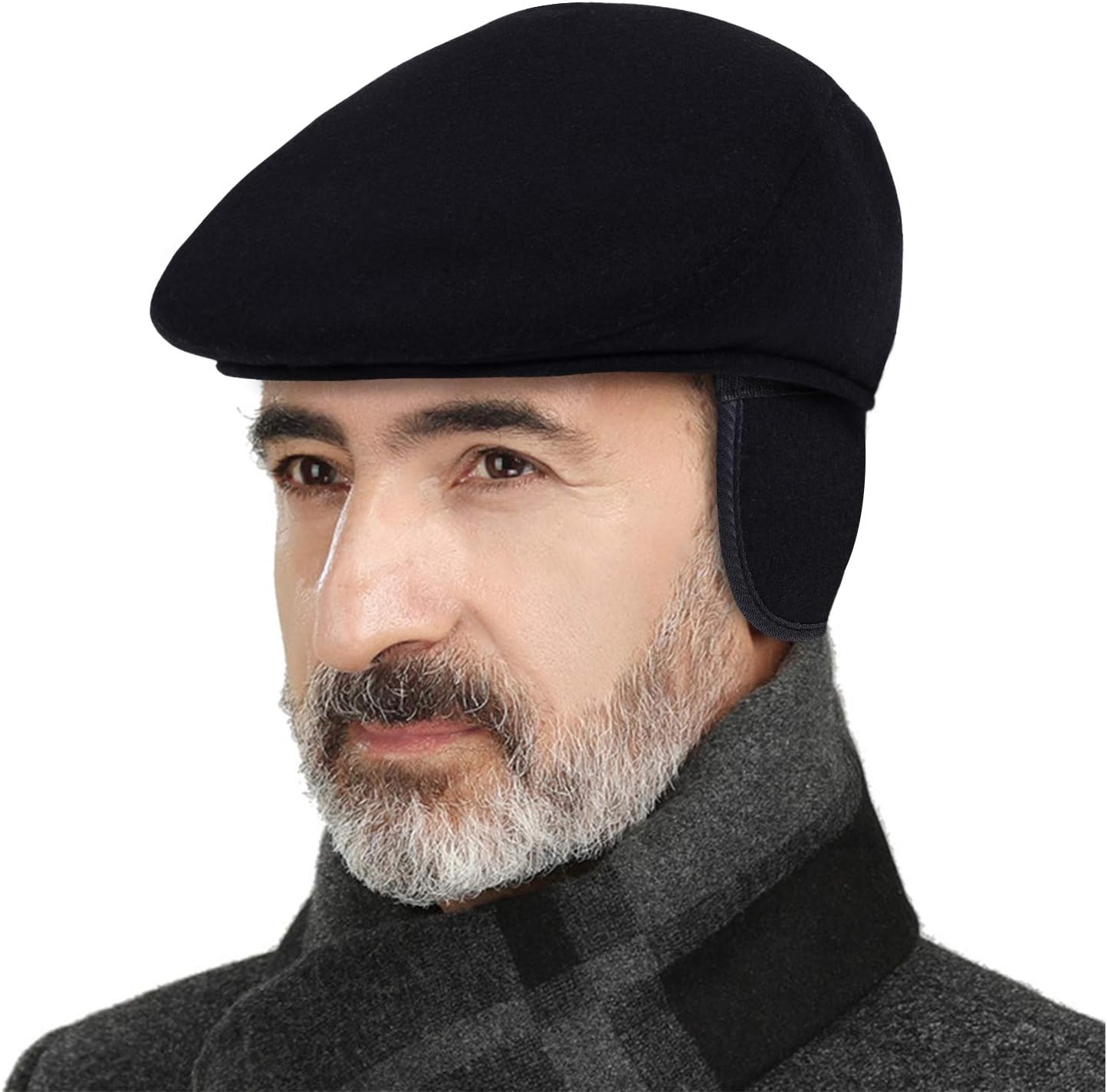 DOCILA Ivy Cap for Men Retractable Invisible Earflap Caps Warm Outdoor Ear Cover Wool Blend Beret Flat Newsboy Gatsby Hats