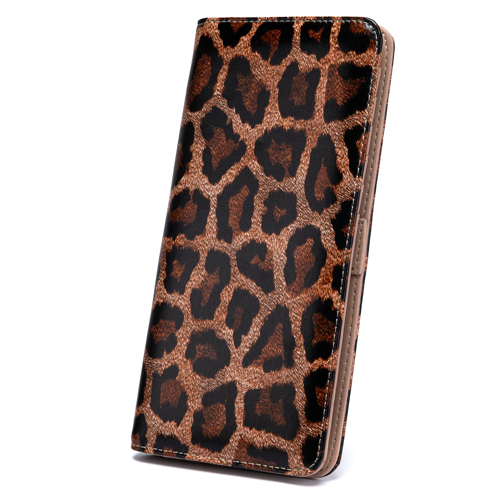 BECEERE Ultra Slim Thin Leather Women Wallet Rfid Blocking Credit Card Holder Bifold Clutch (Leopard)