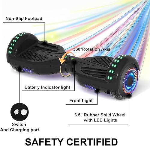 Miniatura 6 de Kids Scooter with Bluetooth Speaker & Corlorful LED Lights, Dual 250W Motor 7.5 Mph Speed, Gifts for All Ages
