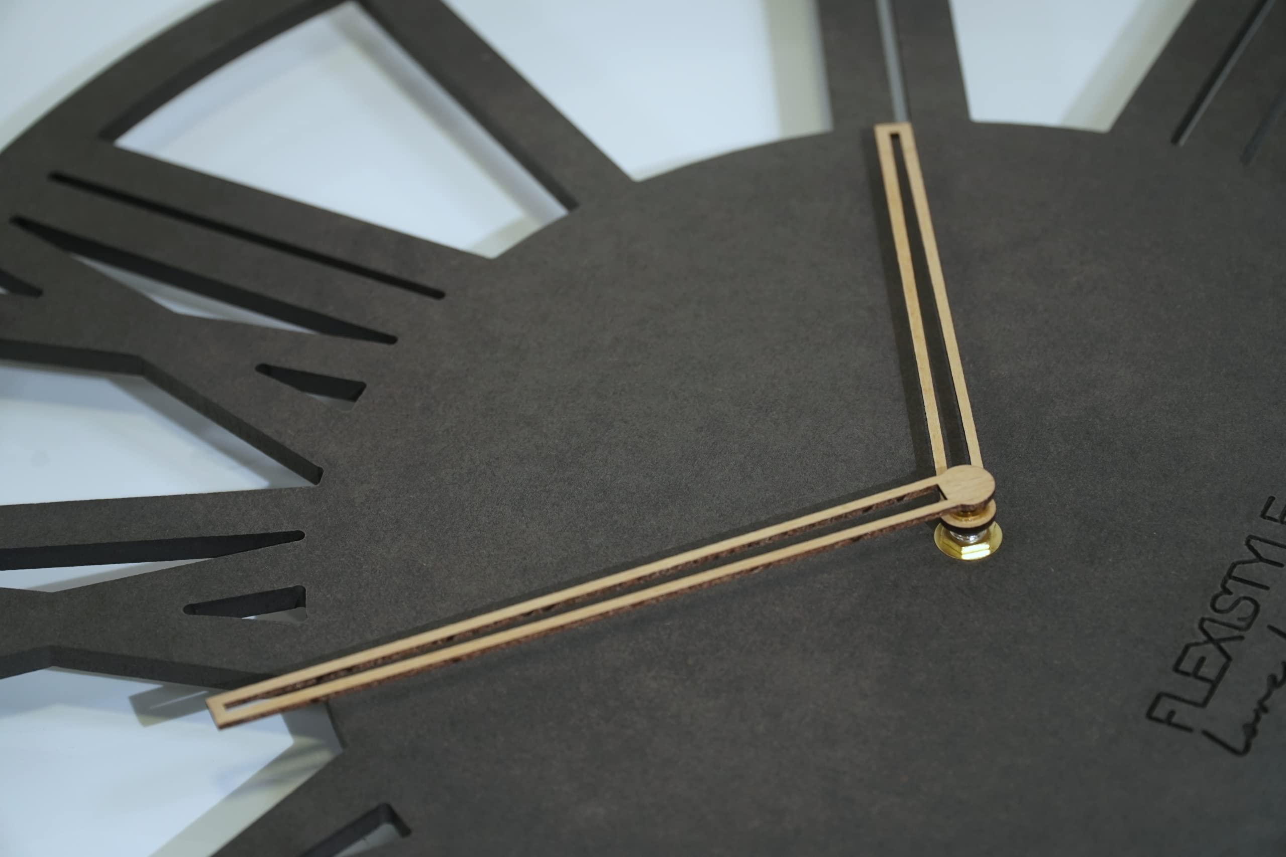 FLEXISTYLE Orologio da parete grande Adulto diametro 50 cm LOFT Retro in legno rovere senza ticchettio soggiorno (nero)