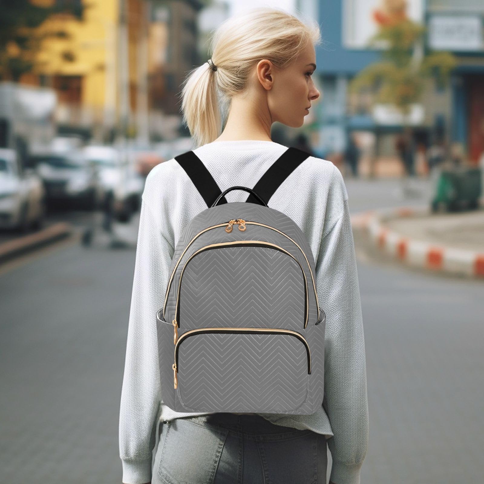MCHIVER Rock Gray Backpack Purse for Women Fashion Backpack Mini Daypack Lady Rucksacks 11.41 * 15.5 * 14.17 In