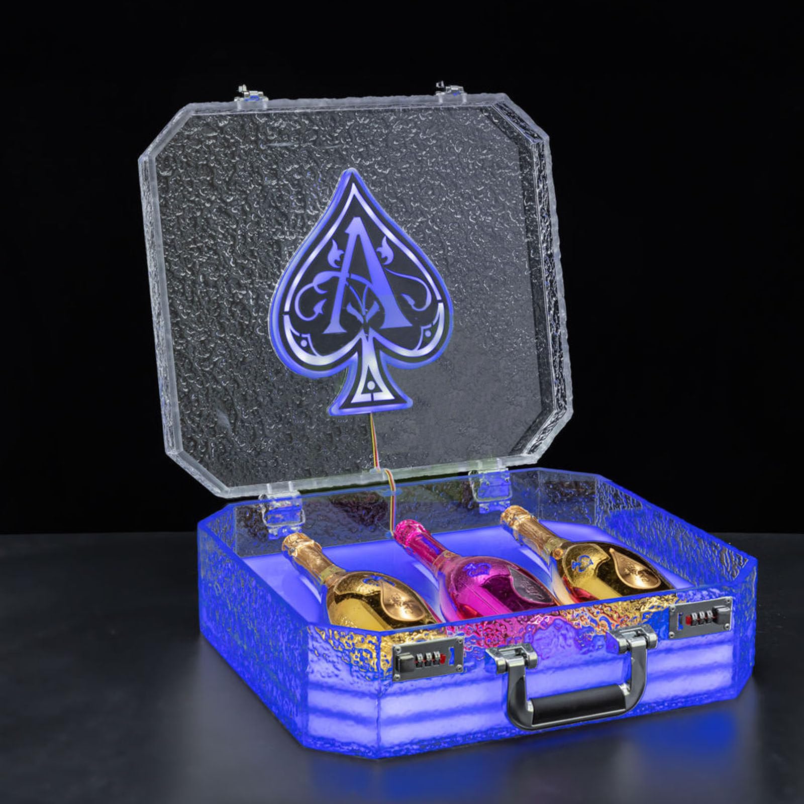 Caja Glorificadora Ace Of Spade Led Recargable Para 3 Botellas, Estuche Para Transportar Botellas De ChampáN Para Discotecas, Fiestas, Bares, Estantes De ExhibicióN De Botellas De Licor