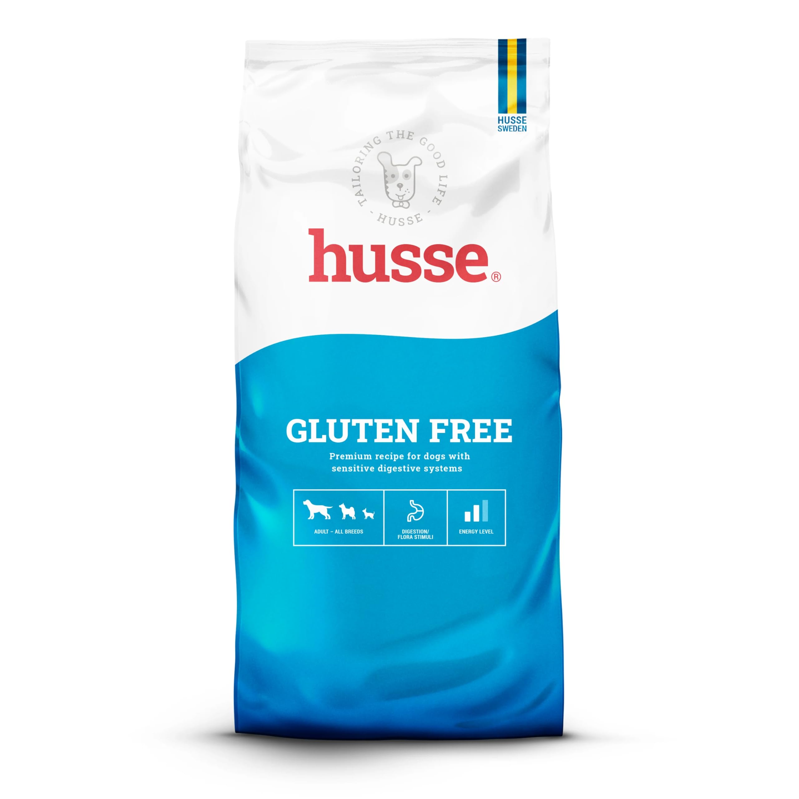 Husse Gluten Free Adult Dry Dog Food โ Complete Hypoallergenic Dog Food with Chicken & Rice โ Wheat-Free, Gentle on Sensitive Stomachs โ 15kg