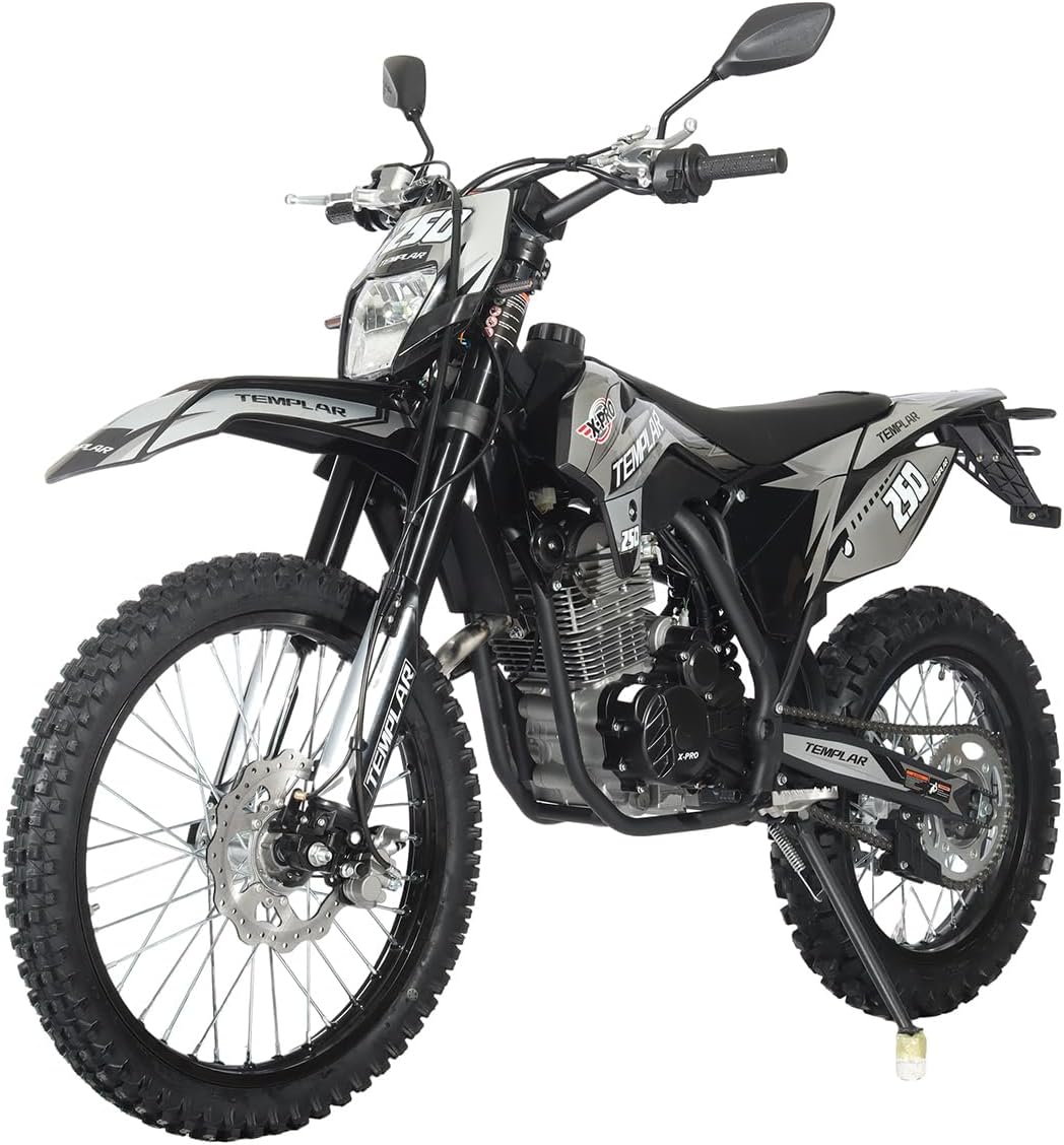 X-PRO Templar 250cc Dirt Bike with All Lights and 5-Speed Manual Transmission, Electric/Kick Start! Big 21"/18" Wheels! Zongshen Brand Engine!