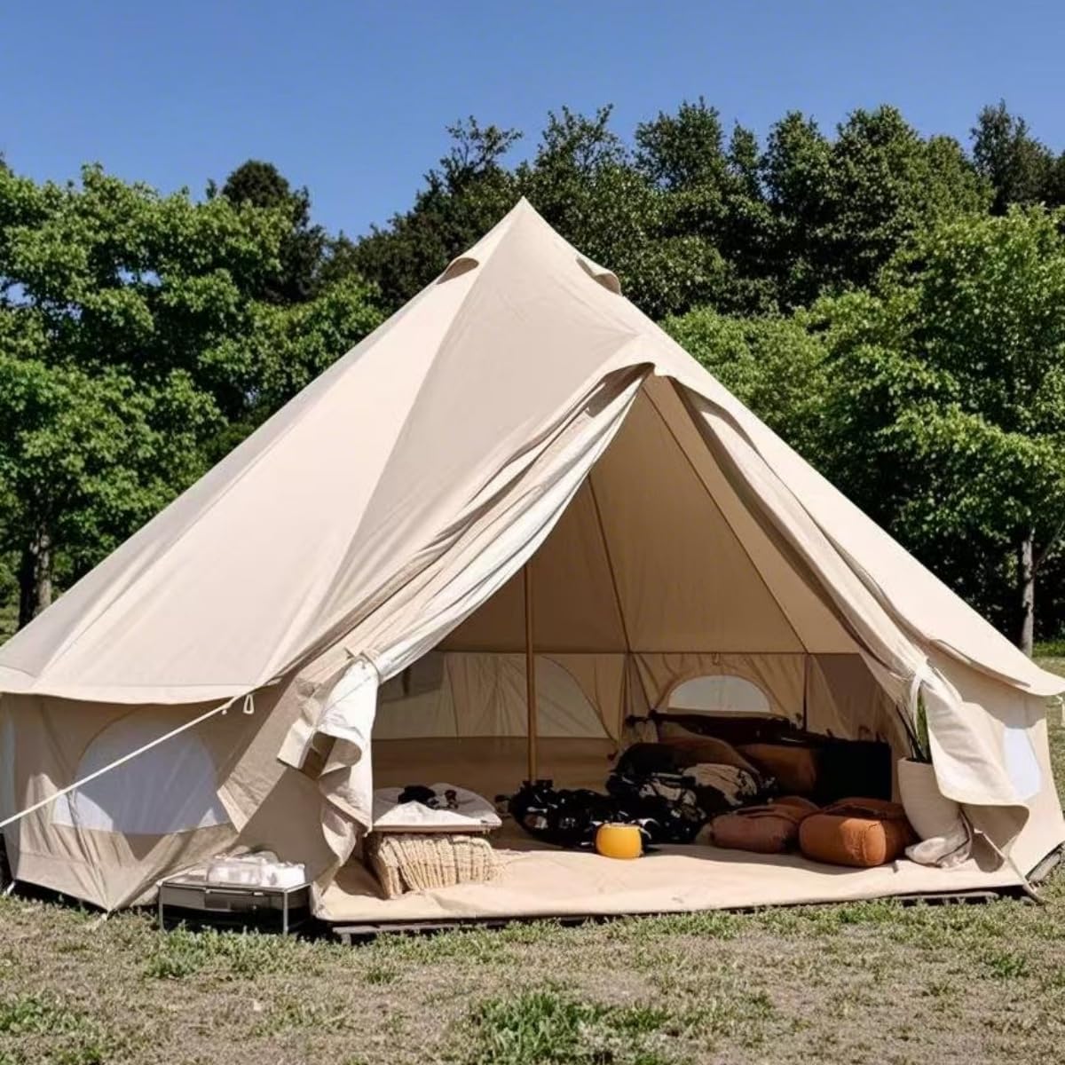 Carpa de Glamping al Aire Libre Safari 4M Yurt Impermeable Tienda de Campana 4M para 4-5 Personas Acampada Familiar o Festival al Aire Libre