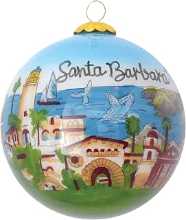 Blown Glass Christmas Ornament |Santa Barbara | Hand Painted Inside | Original Art | Includes Gift Box