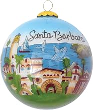 Blown Glass Christmas Ornament |Santa Barbara | Hand Painted Inside | Original Art | Includes Gift Box