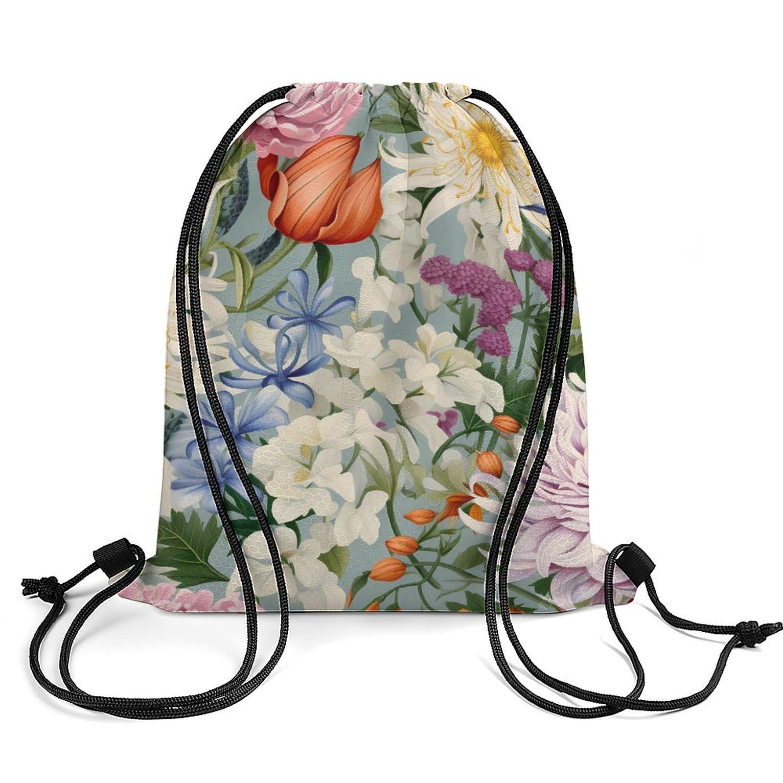 Flowers Floral Drawstring Backpack Durable Sport Gym Bags Daypack for Men Women 35 * 42cm
