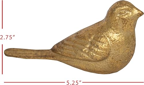 Miniatura 3 de Foreside Home and Garden Moira - Figura decorativa de pájaro de hierro fundido dorado metálico de 3.15 x 5.91 pulgadas, para sala de estar,