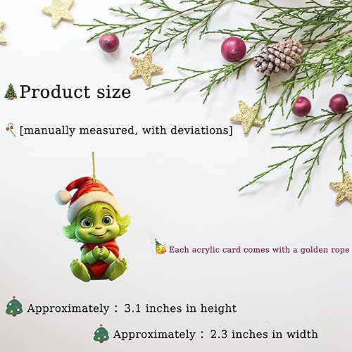 Miniatura 3 de Grinch - Decoraciones para árbol de Navidad, 6 piezas, adornos acrílicos para árbol de Navidad, decoración de árbol de Navidad, suministros de