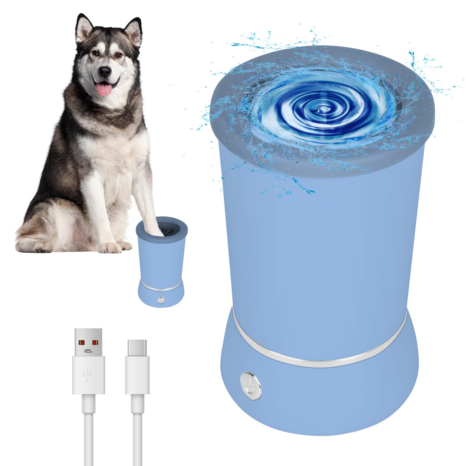 JETASU Dog Paw Cleaner，Automatic paw cleaner For dogs, Type-c Charging, Designed For Small To Medium Sized Dogs ，Easy To Carry，Keeps Homes Clean (blue