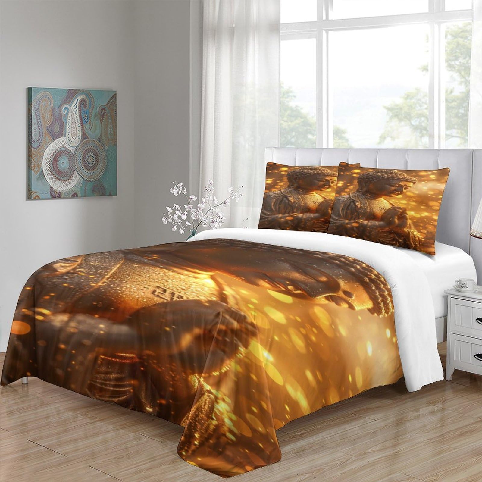 3D Gedruckte Romantisches Paar Motiv Bettbezug Mikrofaser Schlafzimmer Dekor Pärchen Bettwäsche Set Atmungsaktiv Geschenk für Zuhause Super King（260x220cm）