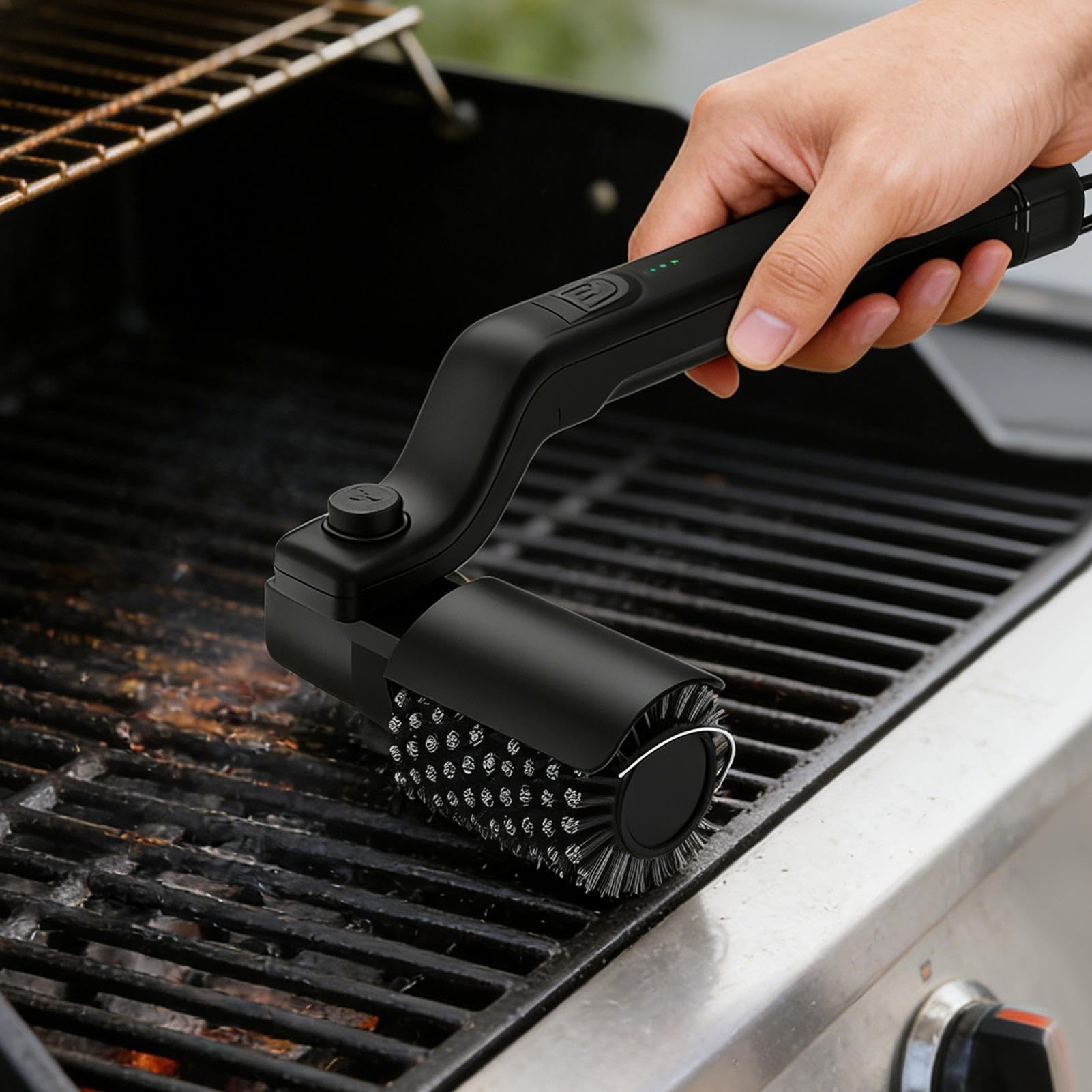 Pulitore elettrico senza fili per griglia, spazzola rotante ricaricabile a 3 velocità per barbecue, griglie per forno, giardino, roulotte e campeggio