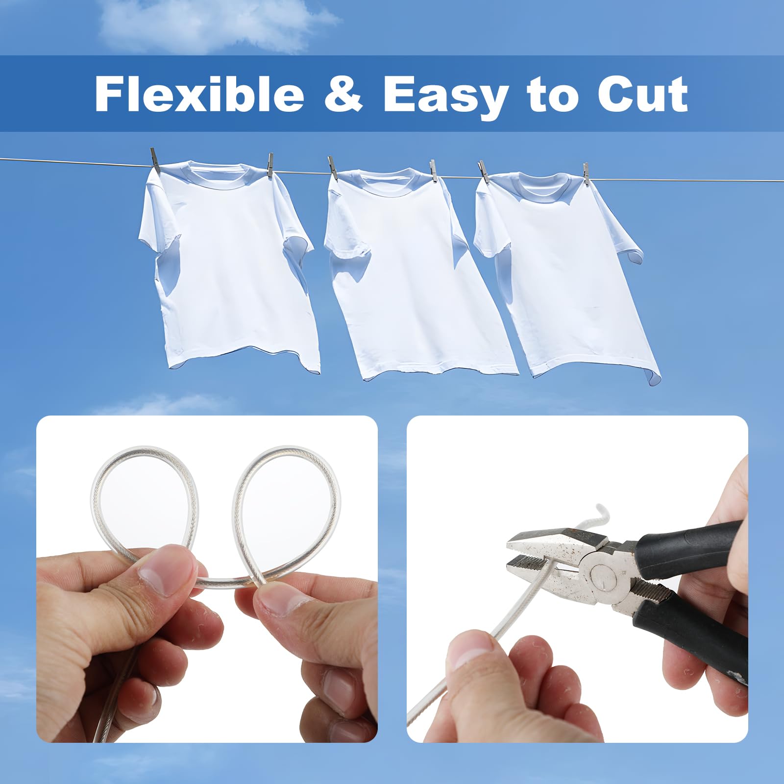 Cavo Stendibiancheria Da Esterno 30m - Anima Acciaio, Rivestimento PVC, Resistente Fino A 150kg, Antiruggine - Foto 6