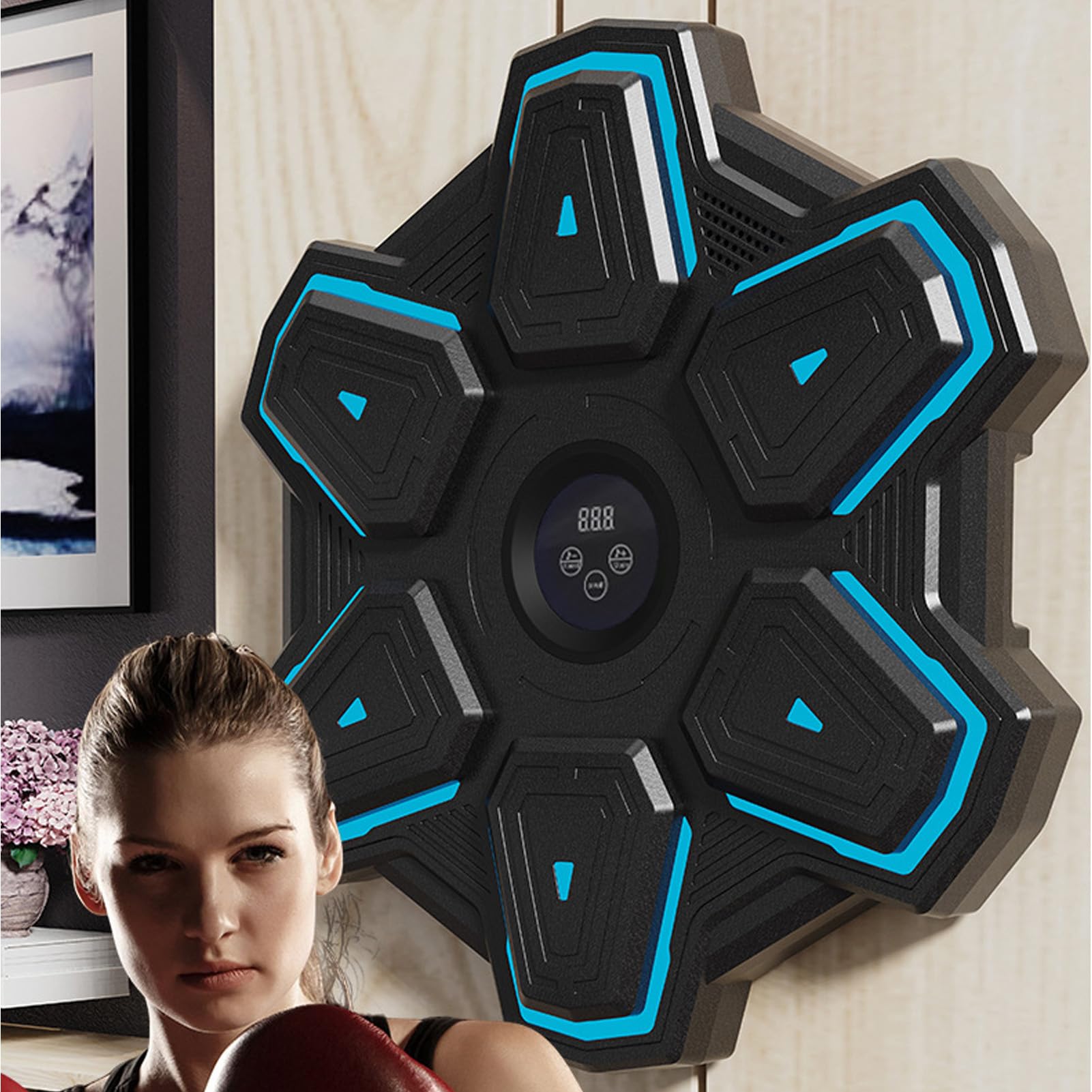 Muzyczna Maszyna Bokserska, Interaktywny Trener Wykrawania Muzyczna Maszyna Bokserska z Rękawicami Bokserskimi Regulacja do Montażu na ścianie Inteligentny Elektroniczny Sprzęt