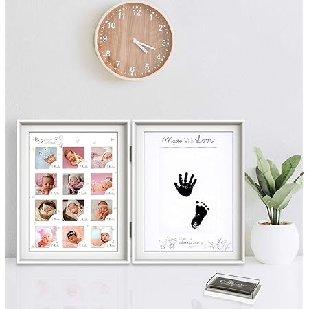 Amazon Tenkoo ベビーフレーム 赤ちゃん 手形 足形 月齢フォト 最新版 12ヶ月フォトフレーム 写真入れ ベビーグッズ 写真立て 置き掛け兼用 無毒で安全 新生児 出産祝い 男の子 女子の子 内祝い メモリアル ベビー記念品 一歳誕生日プレゼント ベビーフォト