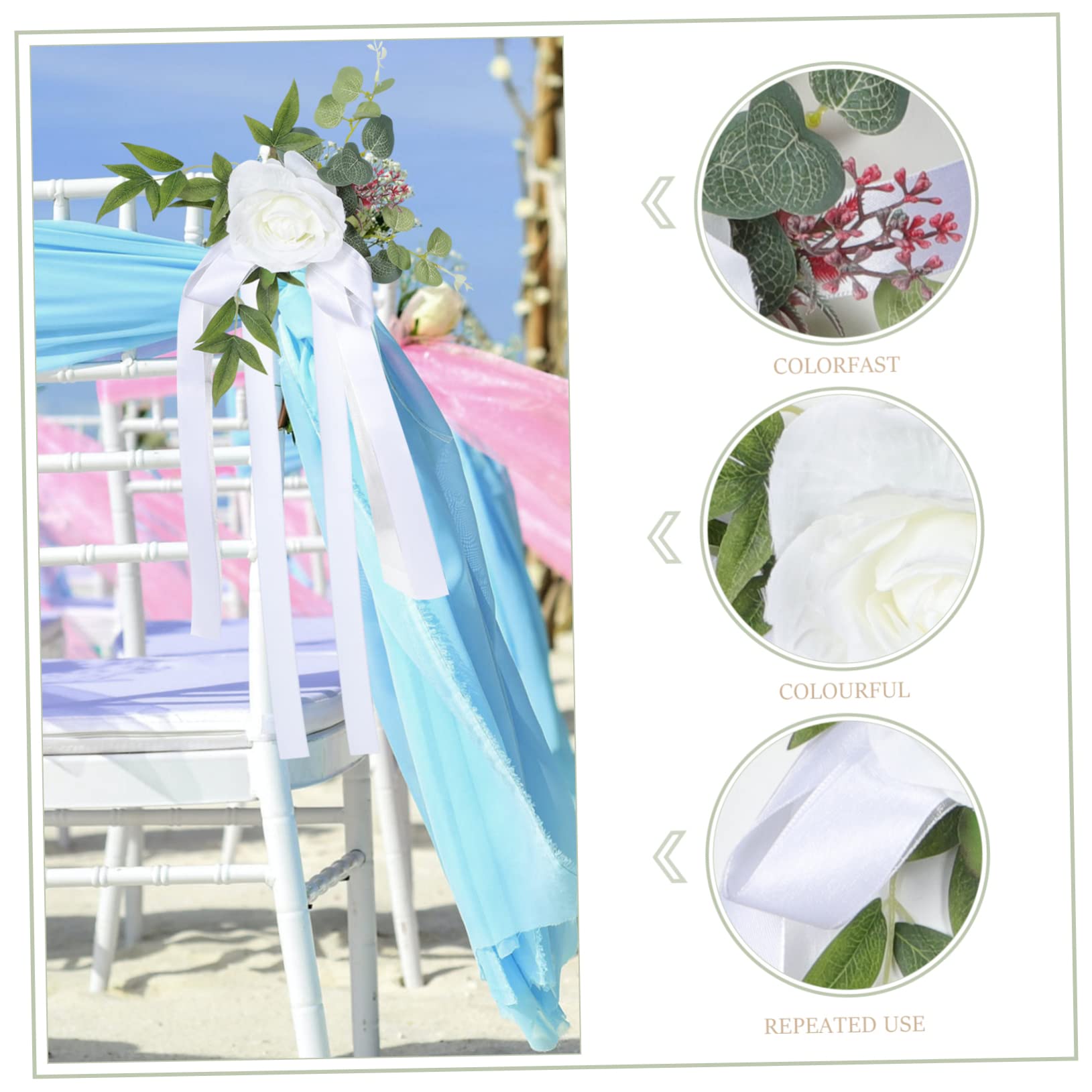 ifundom 4 Stücke Stuhl Decor Hochzeit Zubehör Szene Layout Ornament Weiche Band Einfach Zu Befestigen Hochzeit