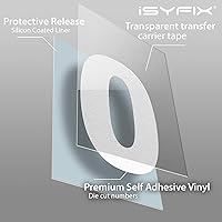Vista 3 de iSYFIX - Calcomanías de vinilo blancas con número 0 (cero) - Juego de 6 unidades de 1.5 pulgadas autoadhesivas - Decalcomanías premium troqueladas