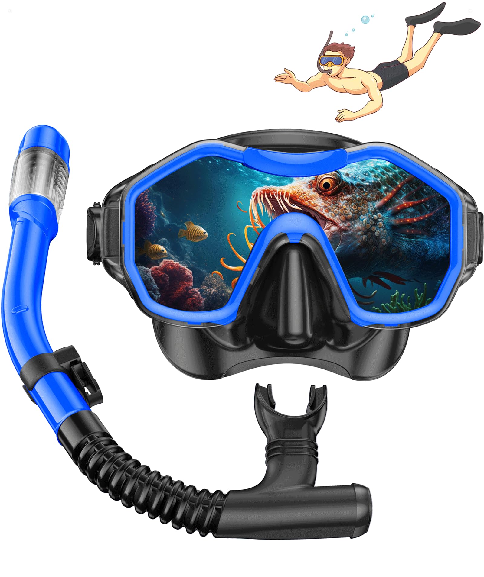 iParaAiluRy Maschera Snorkeling Maschera Subacquea Adulti con Maschera Antiappannamento e Snorkel, Maschera e Boccaglio Snorkeling per Snorkeling Nuoto e Immersioni