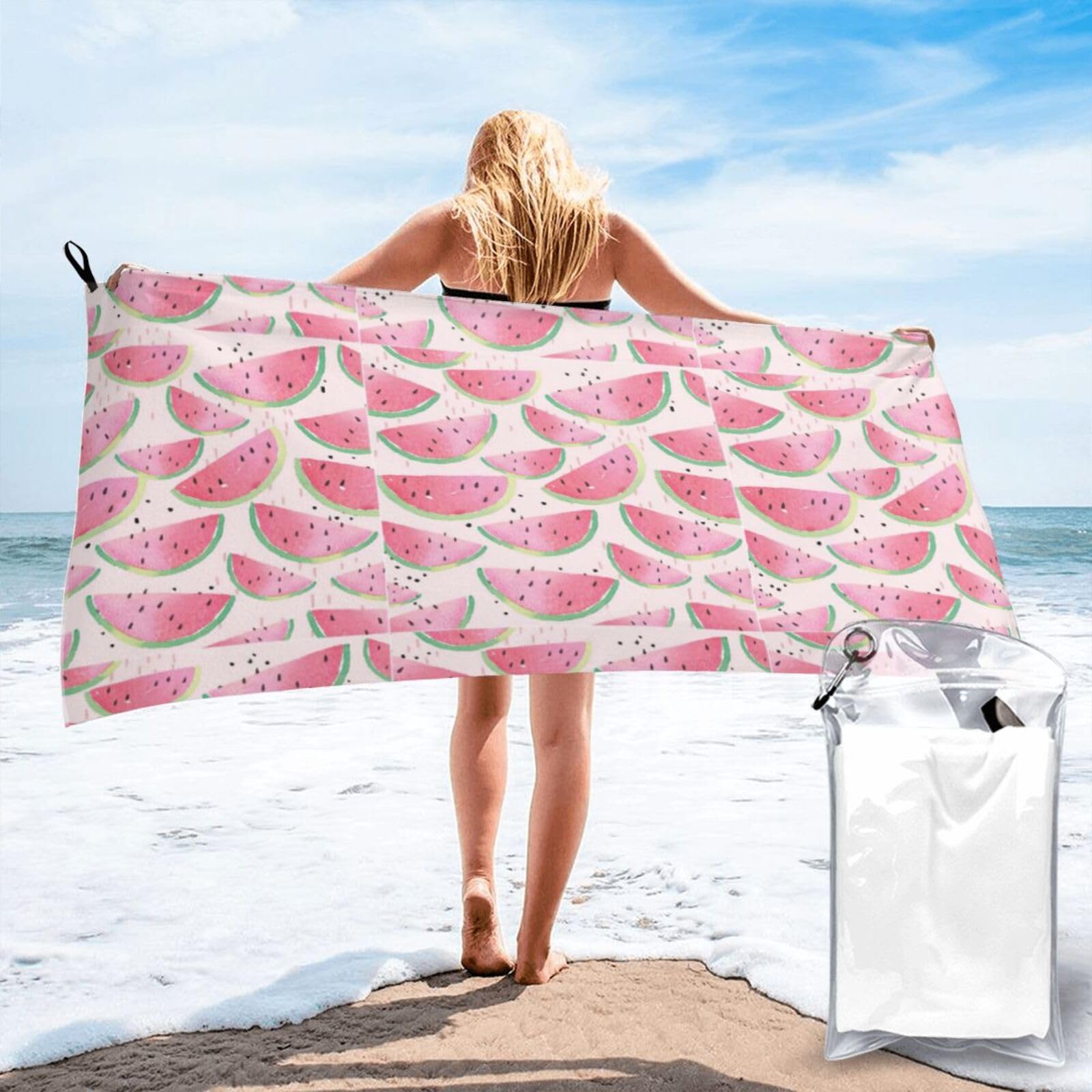 KAPPTYY Watermelon Fresh Fruit Print Quick Dry Towel Bath Shower Beach Wrap For Gym Vacation Adults