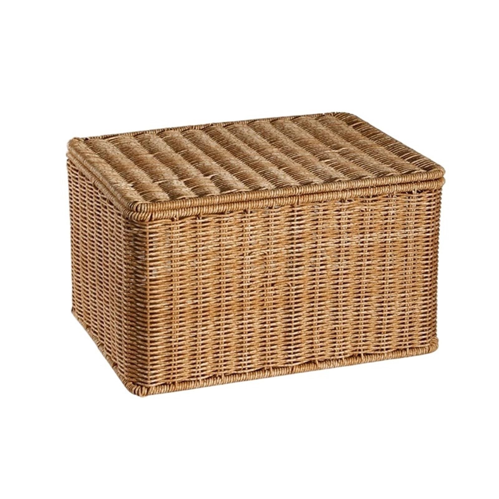 Folding Laundry Basket Household Storage Rectangular Hand Woven Large Box with Lid Bins Closet Organizer for Home Organizing