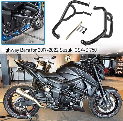 Miniatura 7 de Barras de choque de acero negro para motocicleta, barra de choque, jaula deslizante para acrobacias, marco de protección de motor, protectores de
