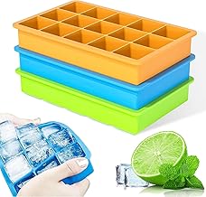 Silicone Ice Cube Trays (Pack of 1), Large Silicone Molds, Easy-Release 15-Ice Each Tray Makes Cubes, Stackable Flexible, Green