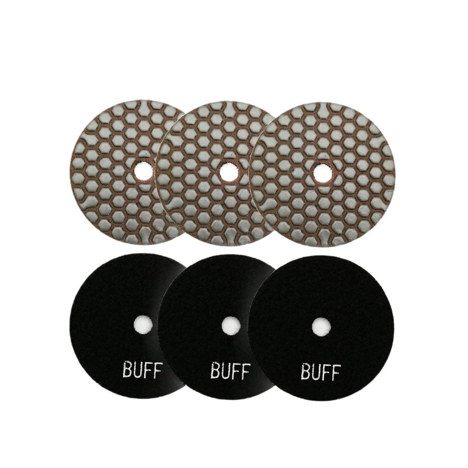 Lot de 6 disques de Polissage Flexibles en résine de 100 mm de diamètre (4 Pouces) #Black Buff for ponçage à Sec
