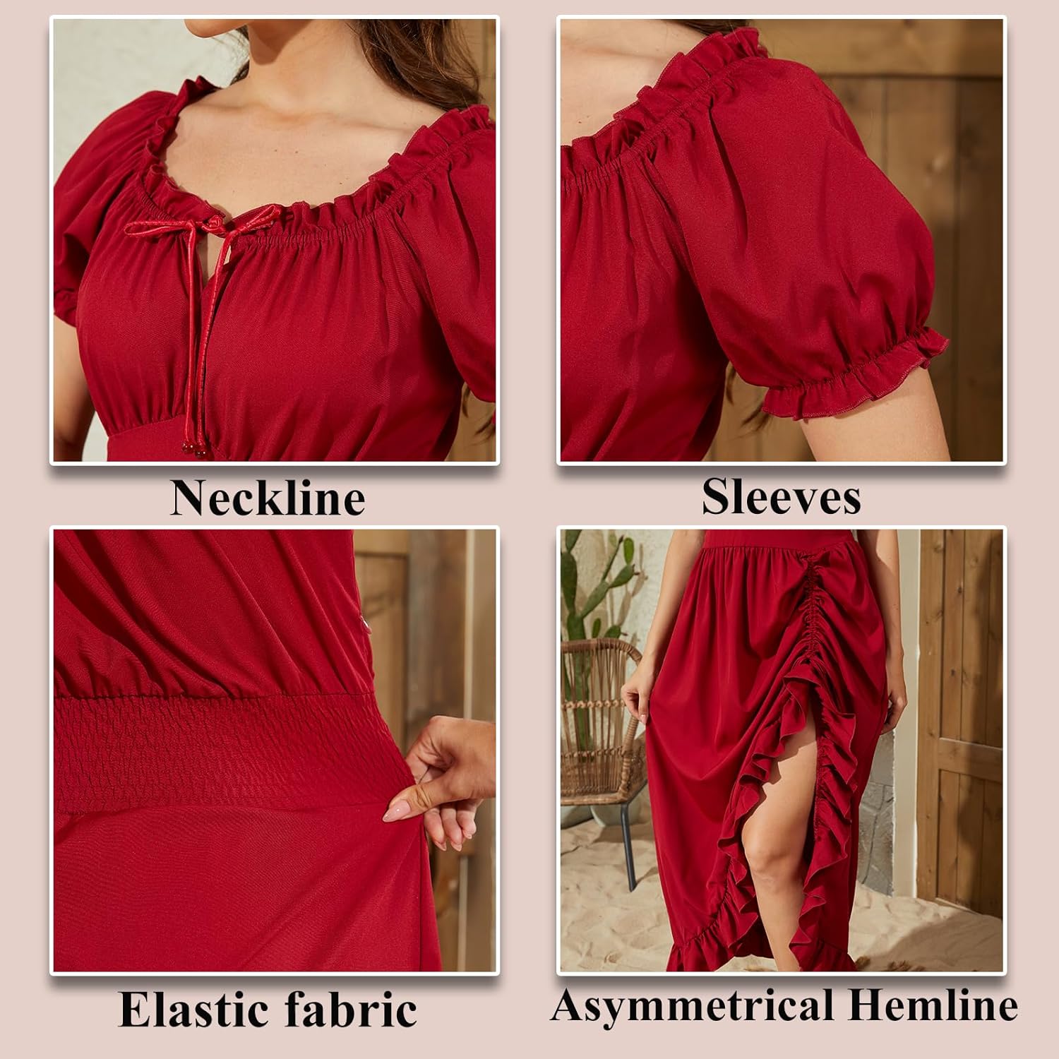 Populus Renaissance Costume Women Medieval Pirate Viking Corset Ruffle Gothic Dress for Halloween - Image 6