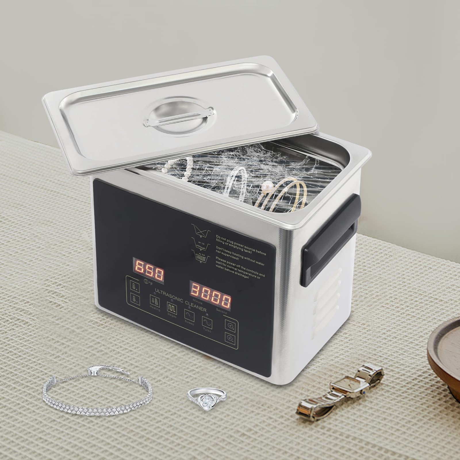 Limpiador ultrasónico de doble frecuencia, 28/40 kHz, 3,2 L, temporizador, acero inoxidable, para laboratorio, gafas, relojes