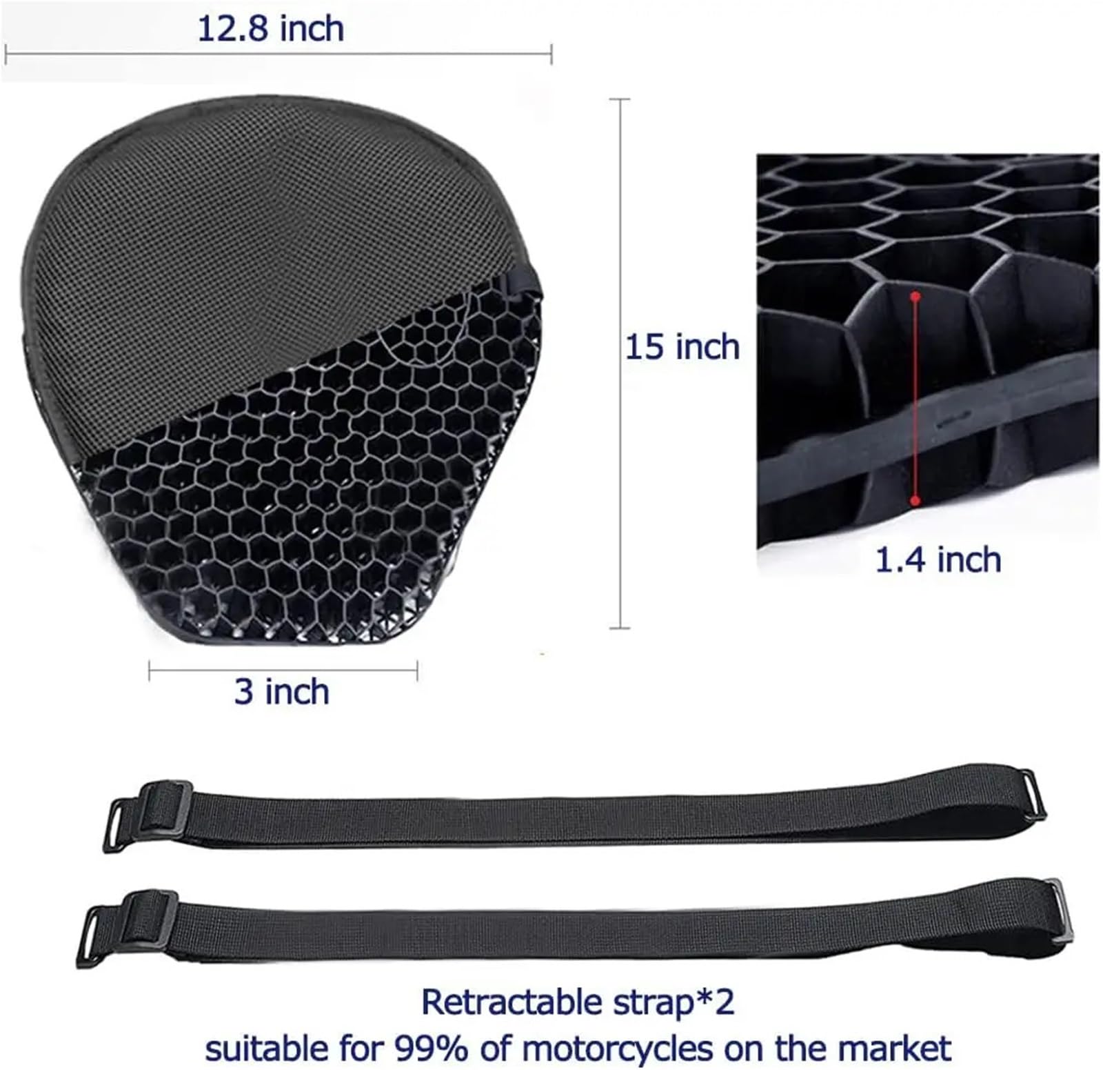 Sitzkissen Motorrad Sitzkissen Stoßdämpfung Dekompression Gel Waben 3D Komfortable Universal(Set 1 Cushion)