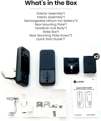 Miniatura 8 de Lockin Veno Plus Smart Lock with Dual Swappable Batteries, 6-Month Power, 2K 180° Camera & Video Doorbell, Palm Vein/Fingerprint Entry, Built-in