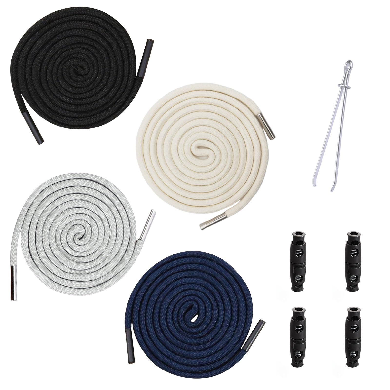 Kordel für Jogginghose, Kordel für Hoodie,Hosenband Kordelzug 4 x 160cm mit Metallverschluss-Enden und Durchziehnadel, Ersatz Kordelanten für Jogginghosen, Hoodies, Sweatshirts,4 x Kordel Stopper